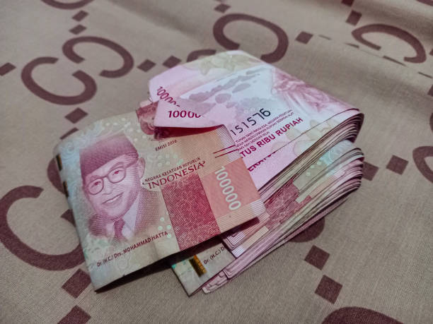 A stack of Indonesian banknotes